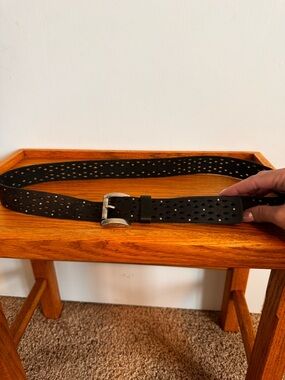 Arizona Jean Company Black Laser-Cut Belt with Silver Buckle